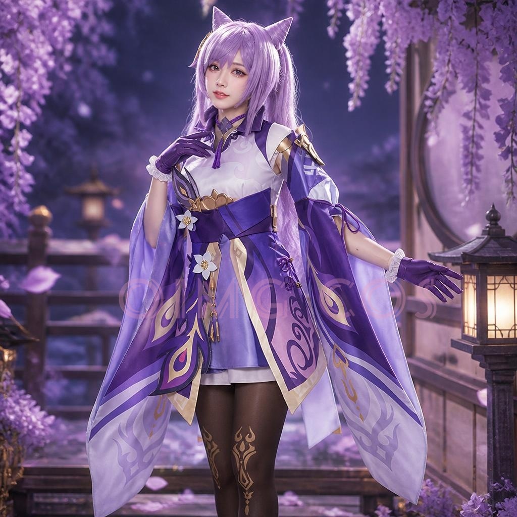 Anime Cosplay Jumpsuit - Genshin Impact Keqing Cosplay Kostüm Üniforma
