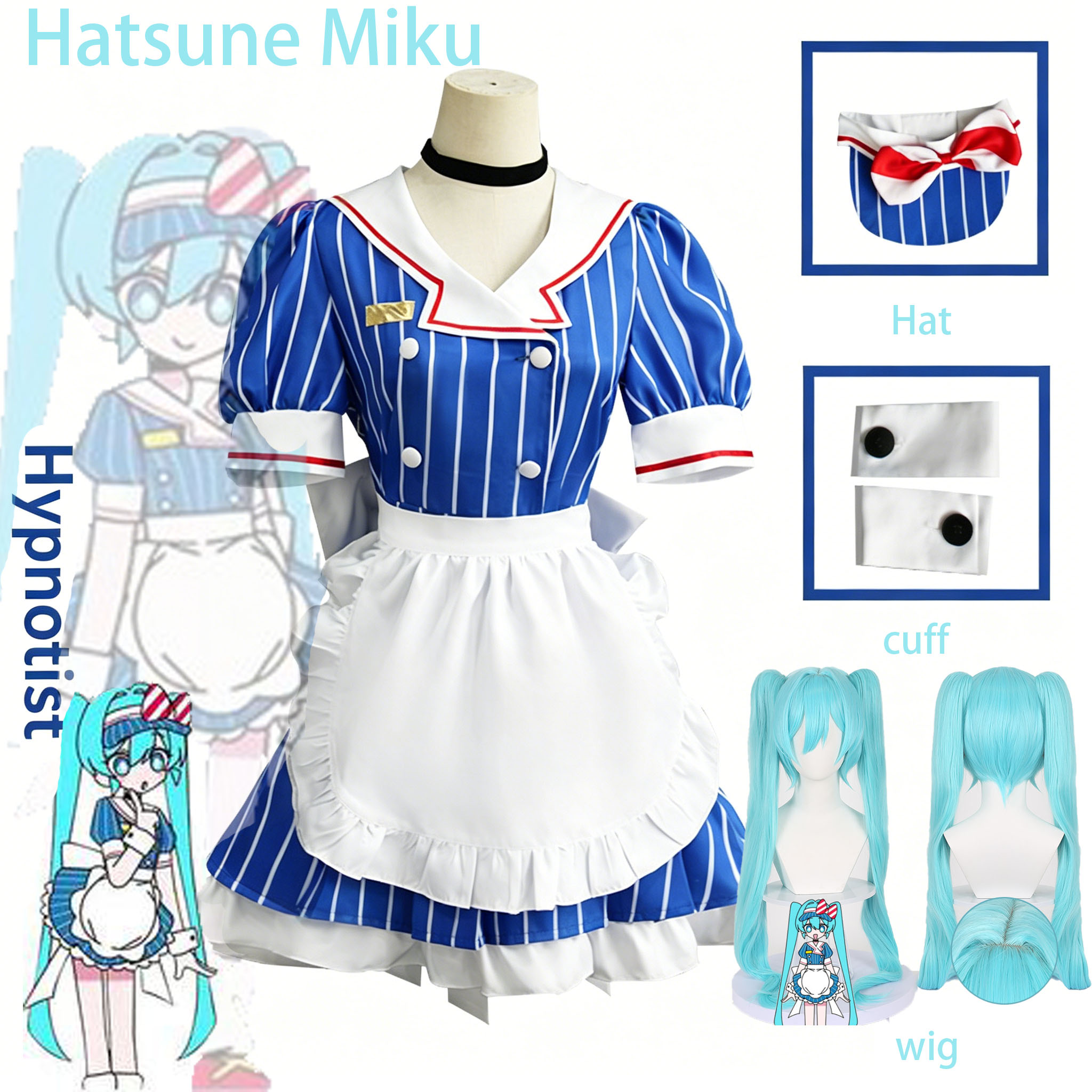 Anime Cosplay Duo - Anime Hipnotist Hizmetçi Üniforması Cosplay Tam