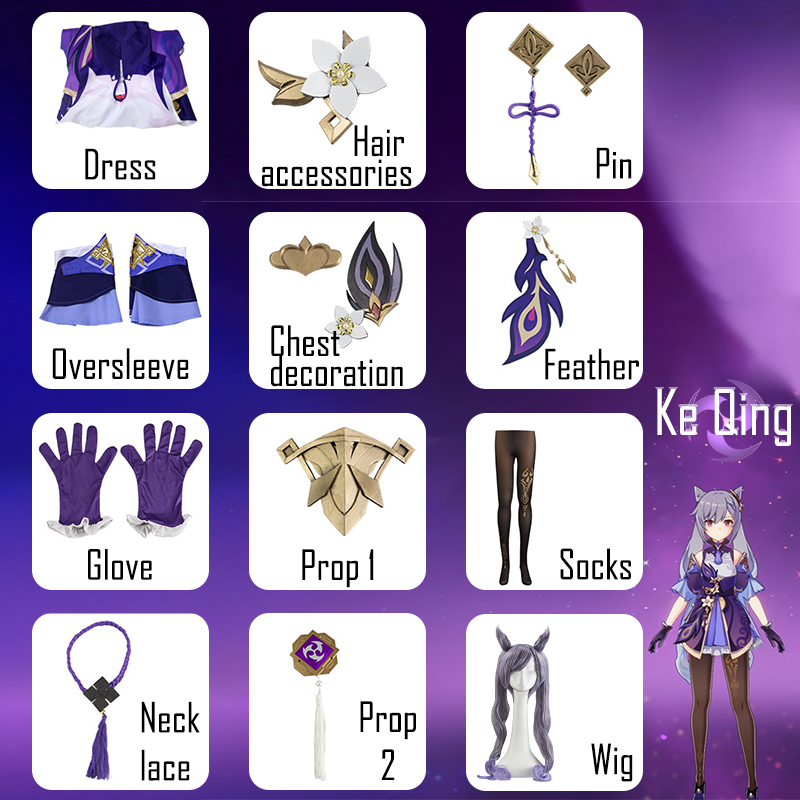 Genshin Impact Keqing Cosplay  - Anime Cosplay Jumpsuit incelemesi ve fiyatı